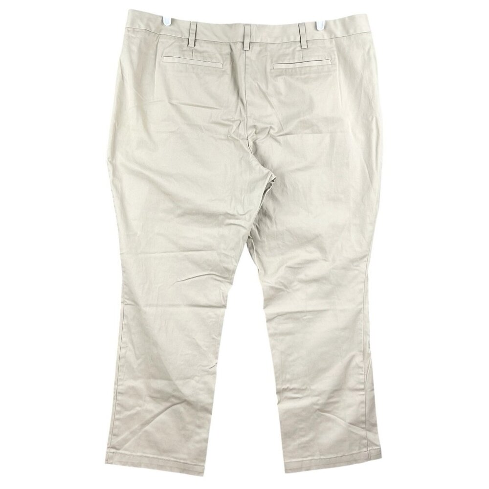 Lands' End Womens Beige Casual Twill Pants Sz 24W Stretch Straight Leg High Rise - Picture 2 of 11